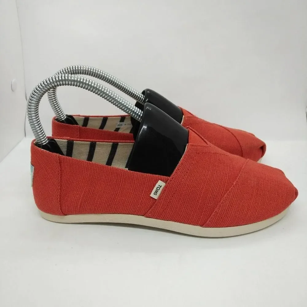 Toms Earthwise‎ Alpargatas Womens Size 6 Red Shoes Loafers Casual Vegan Slip On